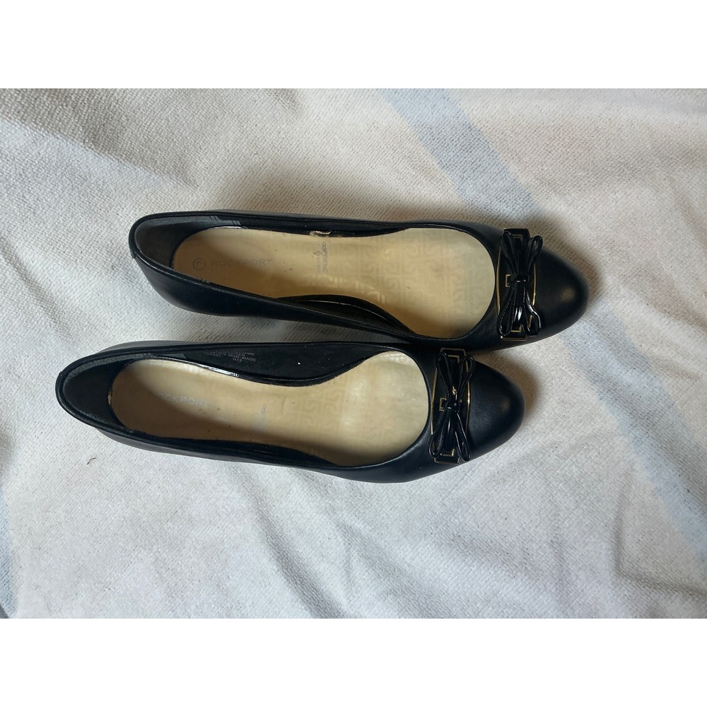 Rockport‎ Total Motion Black Leather Bow Pumps K73779 Adiprene Heels Womens 6 M